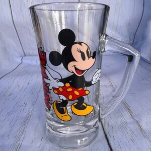 Vintage Disney Minnie Mouse Glass Beer Stein Mug – Tall Character Glass